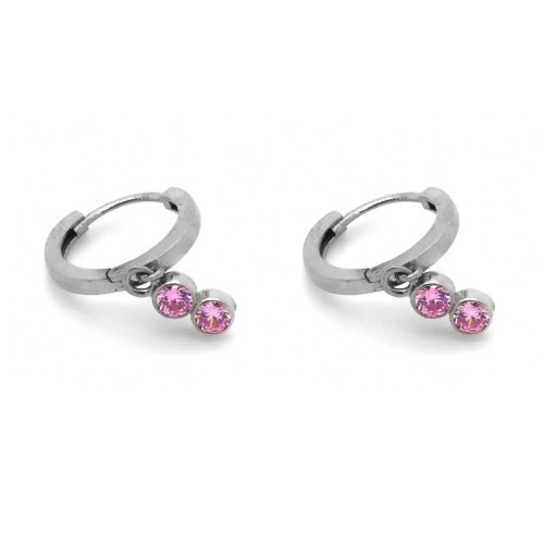 Sallanan İkili Renkli Taş Gümüş Küpe