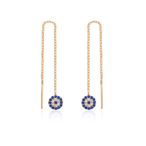 Sallanan Nazar Boncuğu Gümüş Küpe