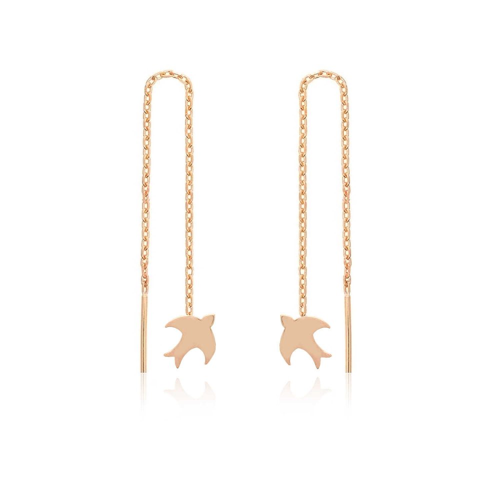 Sallanan Sade Kırlangıç Gümüş Küpe