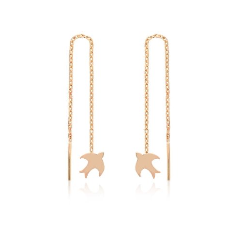 Sallanan Sade Kırlangıç Gümüş Küpe