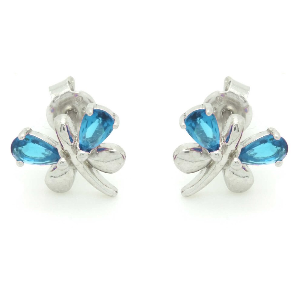 Aqua Damla Taşlı Yusufçuk Gümüş Küpe