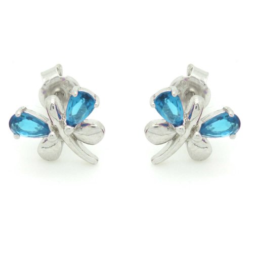 Aqua Damla Taşlı Yusufçuk Gümüş Küpe