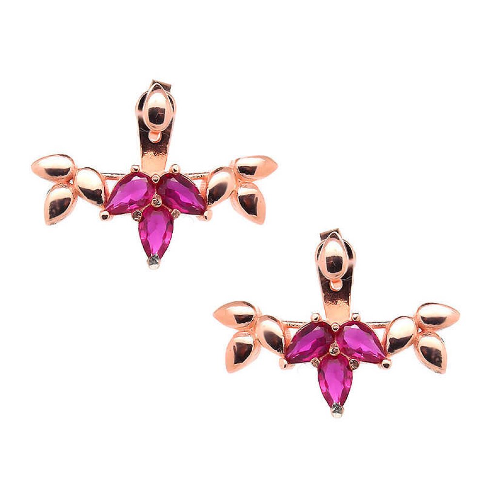 Damla Taşlı Çiçek Gümüş Küpe