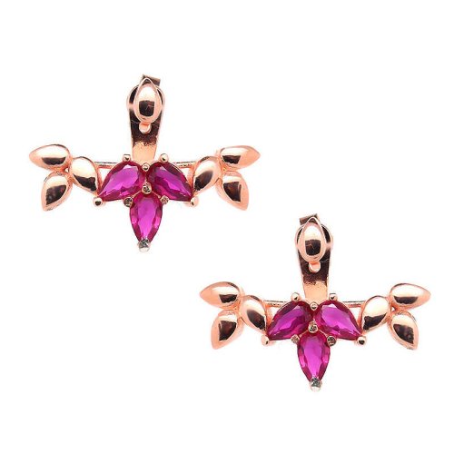 Damla Taşlı Çiçek Gümüş Küpe