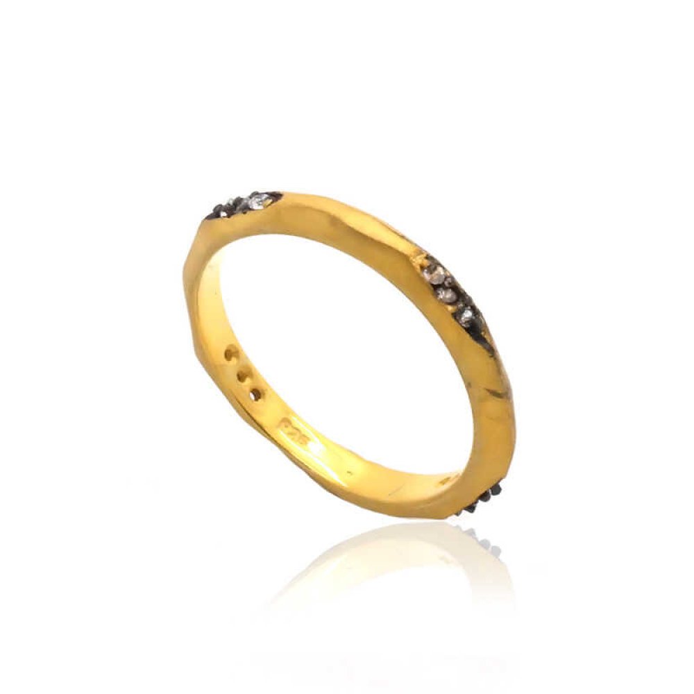 Altın Kaplama İnce Otantik Gümüş Yüzük