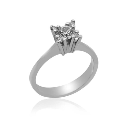 Taşlı Yuva 5 mm Tek Taş Gümüş Yüzük