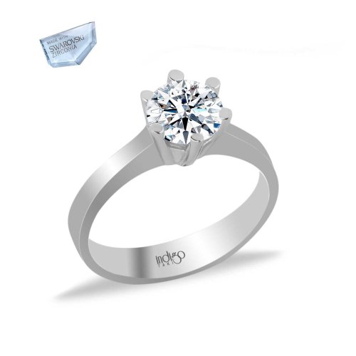 Swarovski 1 Karat Prenses Tek Taş Gümüş Yüzük