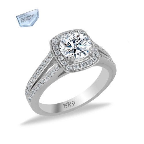Swarovski 1 Karat Kare Montür Tek Taş Gümüş Yüzük