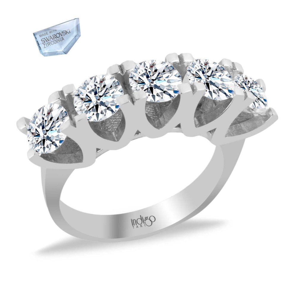 Swarovski V Montür Beştaş Gümüş Yüzük