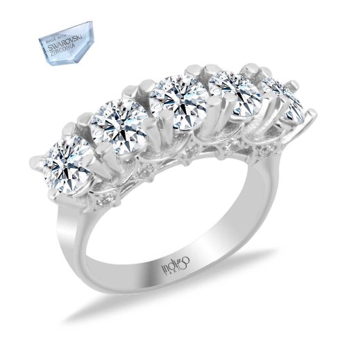 Swarovski Yıldız Desenli Beştaş Gümüş Yüzük