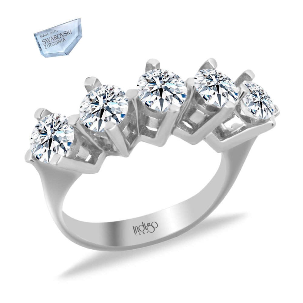 Swarovski Yelpaze Beştaş Gümüş Yüzük