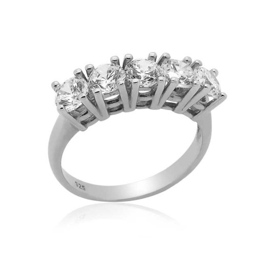 Beş Taş 5.00 mm Gümüş Yüzük